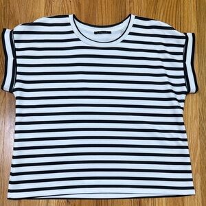 Oversized Black and White Striped Women's Top